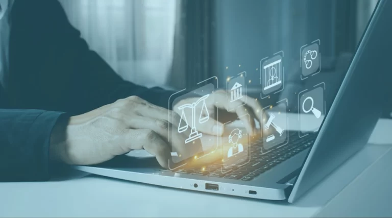 Email marketing para advogados: representação de um advogado utilizando automação de e-mails para manter relacionamento com clientes e divulgar serviços jurídicos de forma ética.