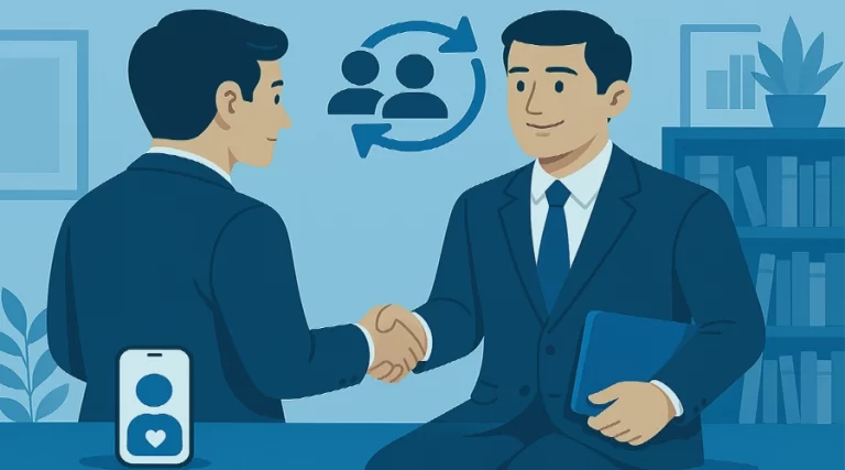 Estratégia de marketing de indicação para advogados, incentivando clientes satisfeitos a recomendarem o escritório.