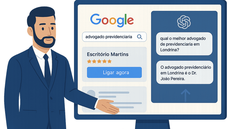agencia marketing juridico londrina diferencia rockham 1 Tela de navegador mostrando interface do Google Analytics com métricas de marketing digital para escritórios
