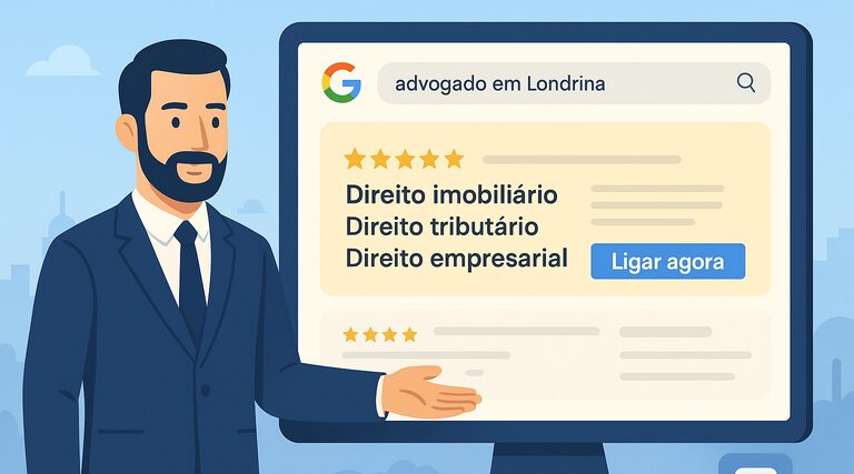 agencia marketing juridico londrina faz agencia 1 Profissional digita em notebook pesquisando serviços jurídicos online em escritório corporativo