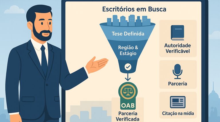 Como escolher uma agência de marketing jurídico que entenda a sua área (e por que muitas falham nisso)? Profissional apresenta critérios para selecionar agência especializada em marketing jurídico com verificação OAB