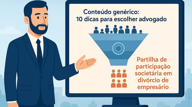 Por que uma agência que "faz de tudo" raramente entende de advocacia? Advogado apresenta diferença entre conteúdo genérico e estratégia especializada para marketing jurídico